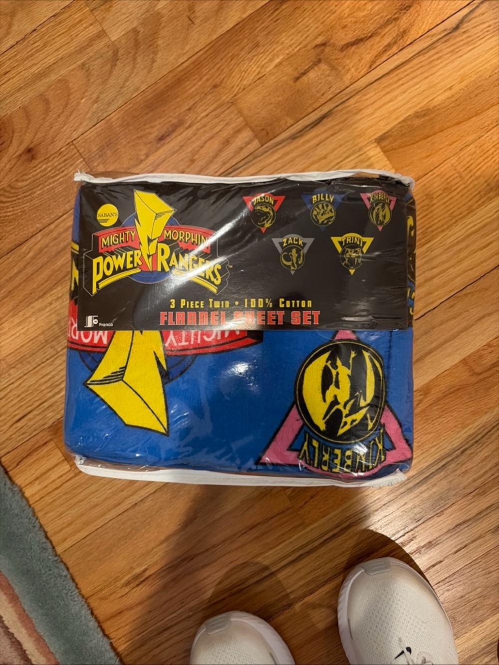 Mighty Morphin Power Rangers Twin Flannel Sheet Set Vintage 1994 NEW - Picture 4 of 5